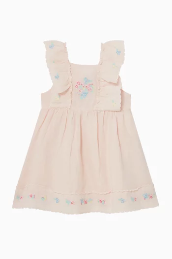 فستان بحمالات وتطريزات