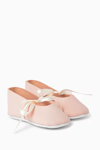 Bow Ballerina Flats in Leather