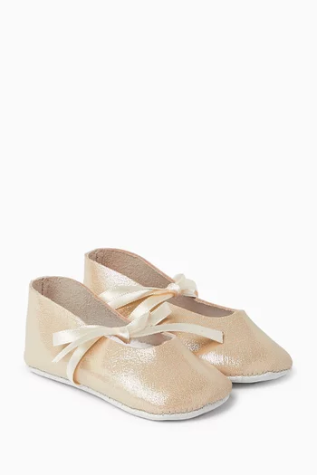 Bow Ballerina Flats in Leather