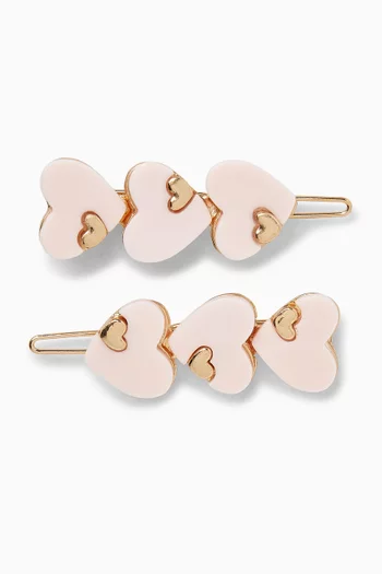 طقم مشابك للشعر بتصميم قلب، قطعتان