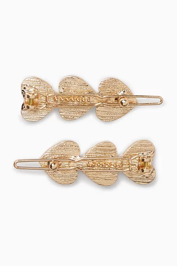 طقم مشابك للشعر بتصميم قلب، قطعتان