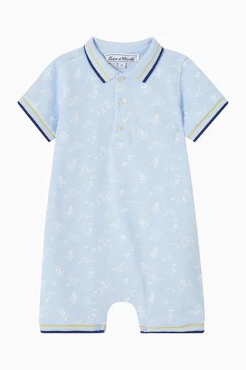 Seaside-print Romper in Cotton-pique