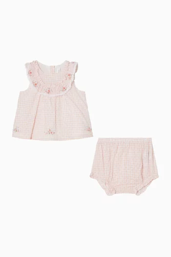 Two-Tone Gingham Dress & Bloomers