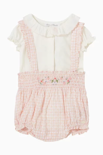 Two-Tone Gingham Romper & Dungarees