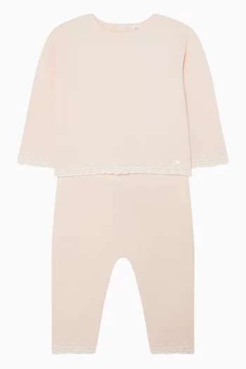 طقم سويت شيرت وبنطال قماش منسوج