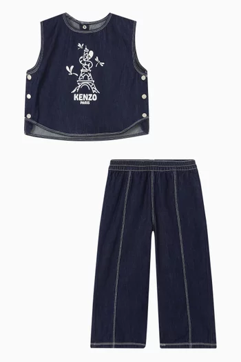 Top & Jeans Set in Cotton Denim