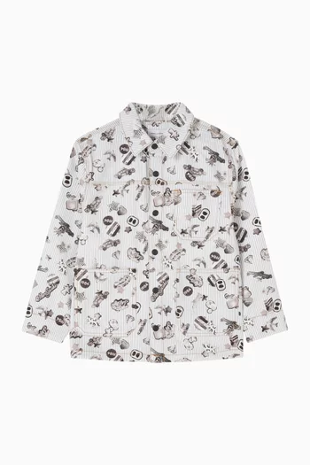 Allover Print Button-Down Jacket