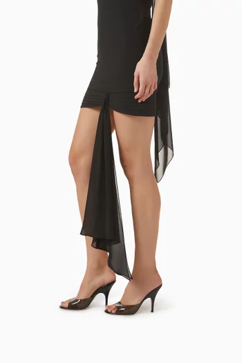 حذاء مفتوح صوفيا بكعب 95 مم أجزاء شفافة وجلد