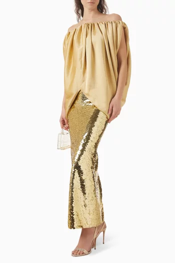 Gathered Off-shoulder Top in Viscose