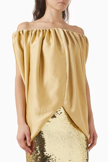 Gathered Off-shoulder Top in Viscose