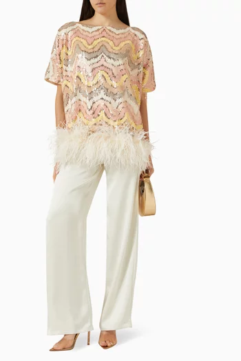 بنطال بقصة ساق مستقيمة فيسكوز