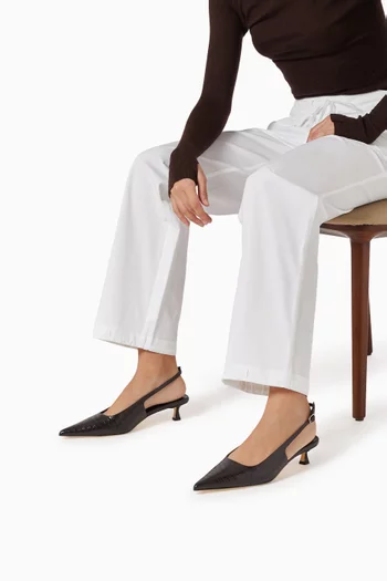 حذاء كلاسيك كراش بسير خلفي وكعب 35 مم جلد بنقشة جلد التمساح