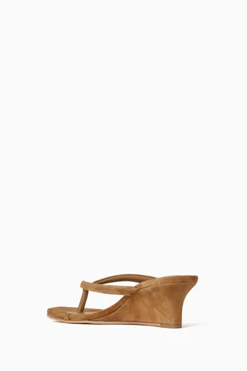 Edgy 50 Thong Wedge Sandals in Suede
