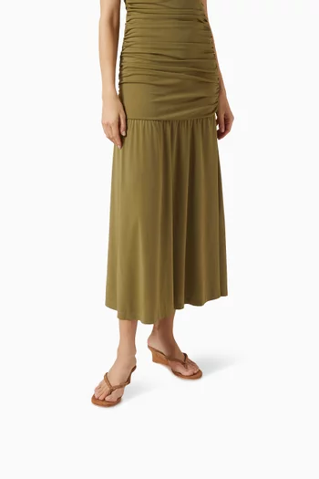 حذاء مفتوح ايدجي بسيور رفيعة وكعب ويدج 50 مم شمواه