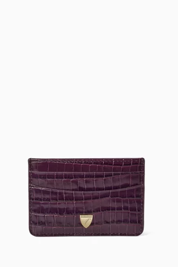 حافظة بطاقات رفيعة جلد بنقشة جلد التمساح