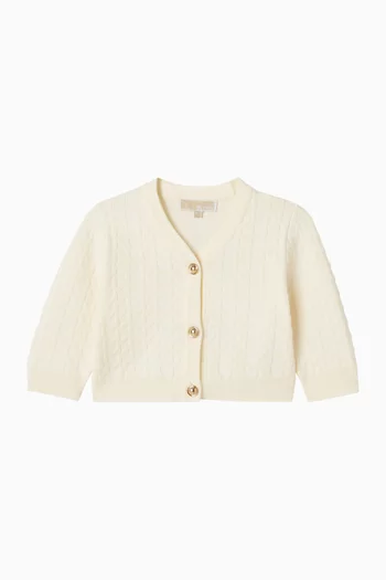 كارديغان بأزرار قماش منسوج