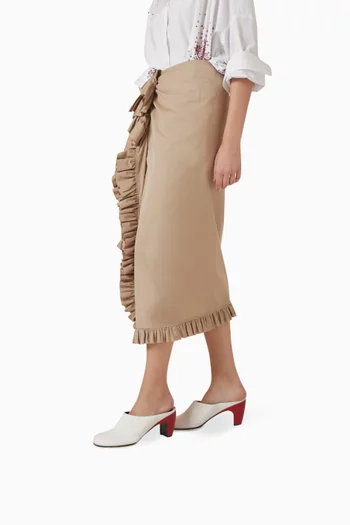 حذاء مفتوح من الخلف بمقدمة مستديرة وكعب 65 مم جلد