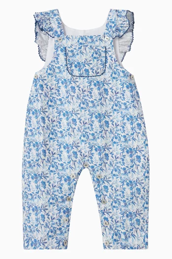 Nova Floral-print Dungarees in Cotton-poplin
