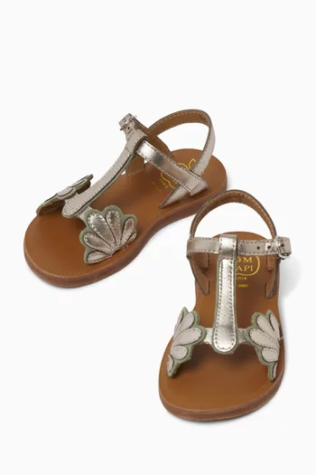 Bloom Sandals in Metallic Leather