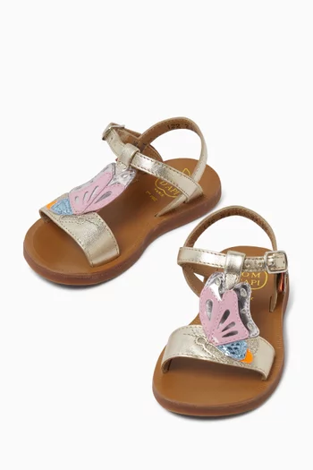 Papillon Sandals in Metallic Leather