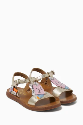 Papillon Sandals in Metallic Leather