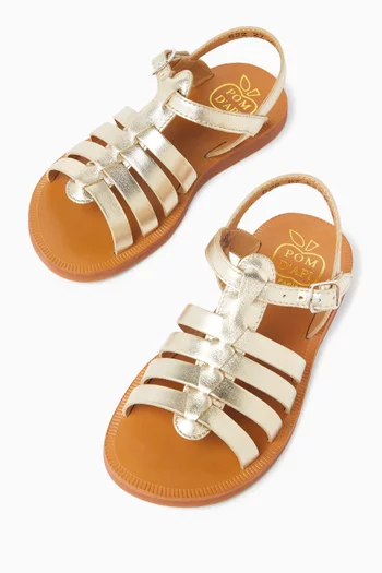 Plagette Strap Sandals in Leather