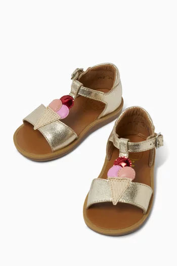 Poppy Ice Cream Sandals in Metallic Leather