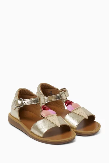 Poppy Ice Cream Sandals in Metallic Leather
