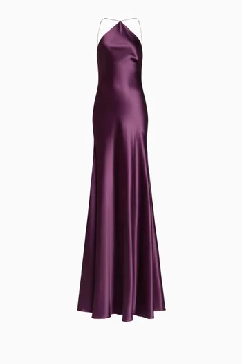 فستان بتصميم مقوس حرير