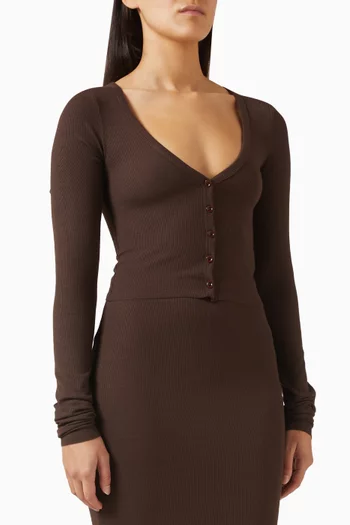 Crop Cardigan in Cotton Blend