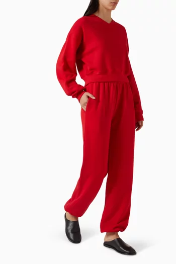 Crop V-neck Sweatshirt in French Terry