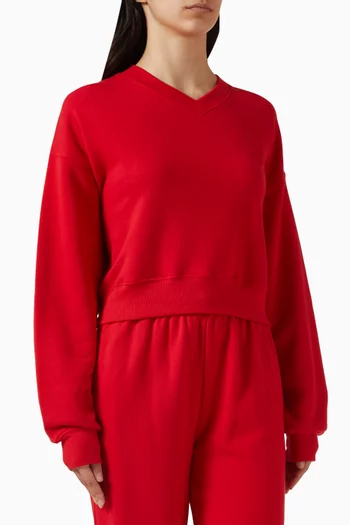 Crop V-neck Sweatshirt in French Terry