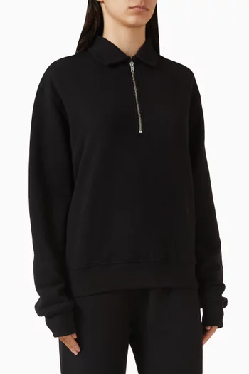Zip-up Polo Sweatshirt in French Terry