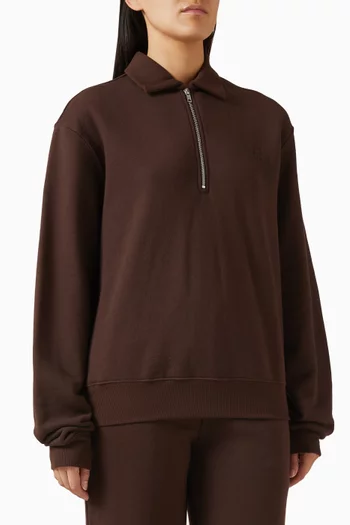 Zip-up Polo Sweatshirt in French Terry