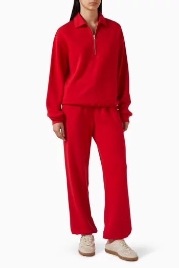 Zip-up Polo Sweatshirt in French Terry