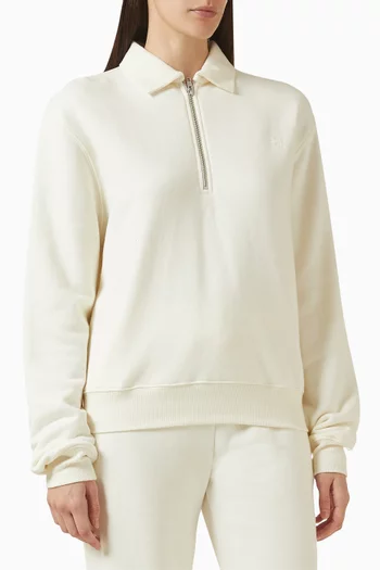 Zip-up Polo Sweatshirt in French Terry