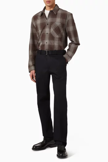 Belted Straight-leg Pants in Cotton Twill