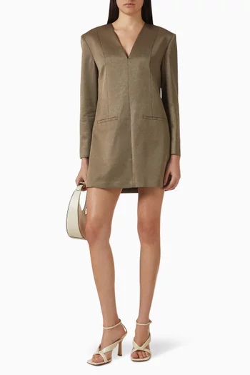 Tuxedo Mini Dress in Metallised Wool-blend
