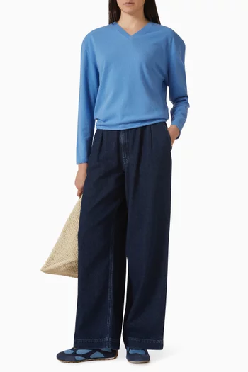 سترة صوف مارينو بفتحة رقبة على شكل حرف V‏