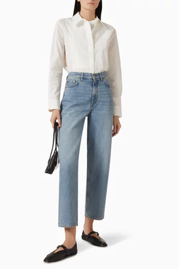 قميص قطن بيما بياقة متعددة الطبقات