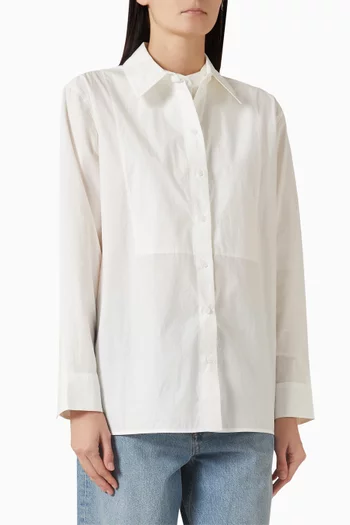 قميص قطن بيما بياقة متعددة الطبقات