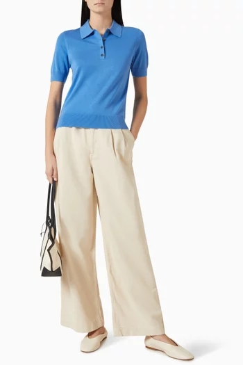 Pleated Wide-leg Pants in Denim