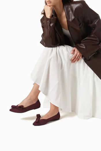 حذاء باليرينا بوينت II بعقدة وكعب مسطح نسيج