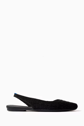 حذاء بسير خلفي ومقدمة مدببة وكعب مسطح نسيج