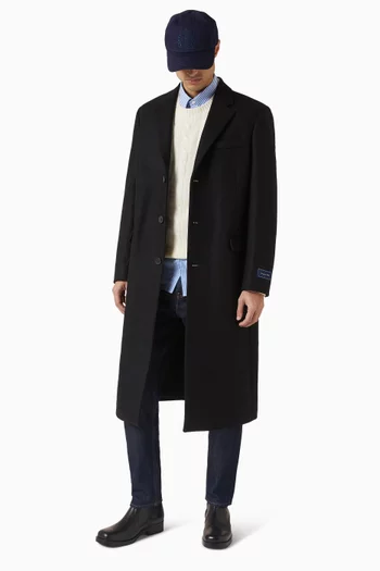 Signature Logo Overcoat in Wool