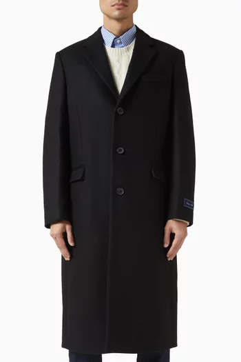 Signature Logo Overcoat in Wool