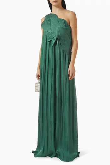 Amabel One-shoulder Gown in Lurex Georgette