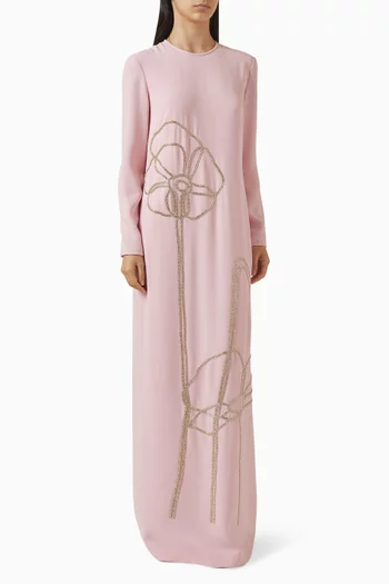 Zarei Embellished Column Gown in Crepe