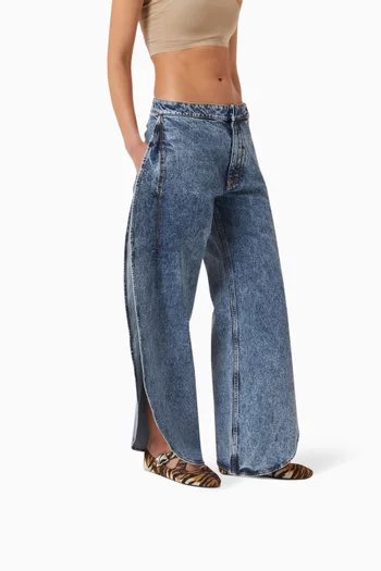 Crossed Ballet Flats in Animal-print Ponyhair