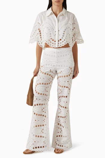 بلوزة ستورم بتطريزات إنجليزية مزيج قطن